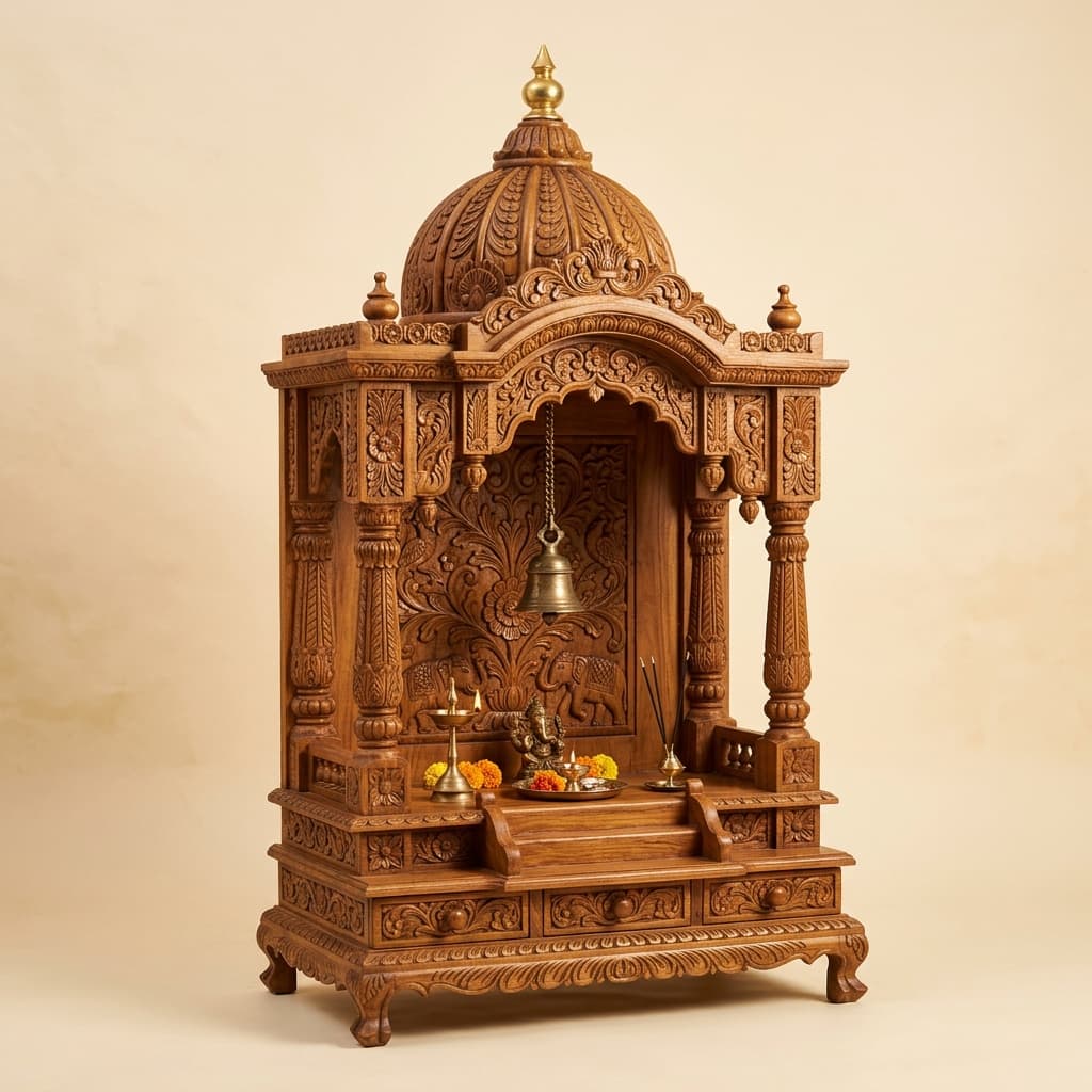Handcrafted Teak Wood Ghar Mandir